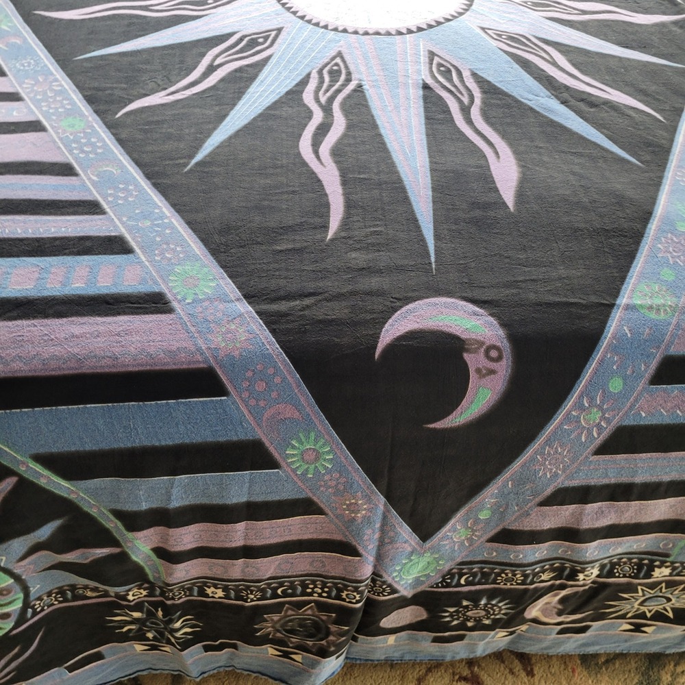 Celestial Sun Moon Stars Blue Purple Black Wall Hanging - Picture 4 of 11